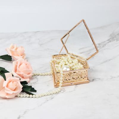 China Wedding Ring Box Custom Glass Jewelry Box Glass Shade Box for Jewelry Bracelet Display and Organization for sale