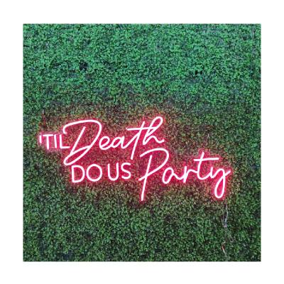 China Buildings Drop Cable Neon Light Til Death Do Us Party LED Neon Light Custom Acrylic Neon Sign Cable Party Decoration for sale