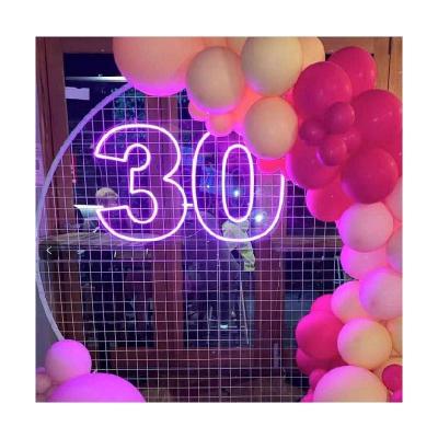 China Indoor and Outdoor Custom Color Happy Birthday Decoration Event Variable 30 Number LED Neon Light LED Neon Sign for sale