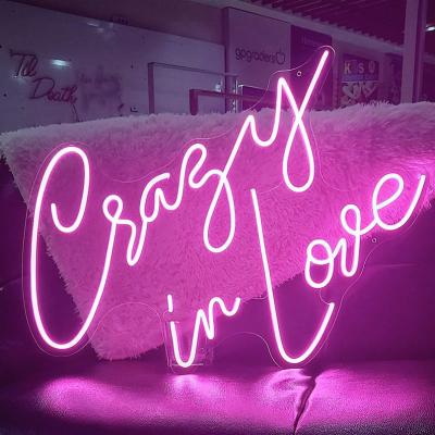 China Buildings Logo Neon Light Sign Custom Letter Crazy In Love Wedding Neon Sign for sale