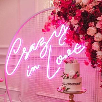 China Hot Wedding Decor LED Neon Sign Backdrop Indoor And Outdoor Decoration Custom Romantic Crazy In Love Neon Sign for sale