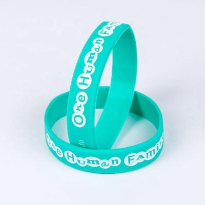 China Custom Logo Color Silicone Wristband Debossed Fill Printed Silicone for sale