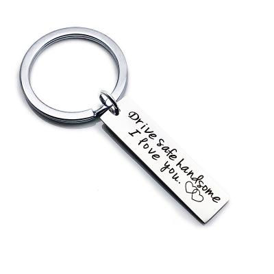 China Handsome Designs Metal 14 Stainless Steel Chain Drive Safe Key Ring I Love You Be Safe Key Chain Drive Safe Key Chain for sale