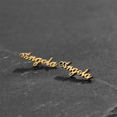 China Custom Hiphop Logo Jewelry Company Brand Stud Customer Name Earrings for sale