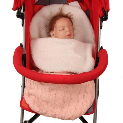 China 2020 New Baby Sleeping Bag Button Baby Stroller Sleeping Bag Outdoor Wool And Velvet Knitting Thickening To Keep Warm for sale