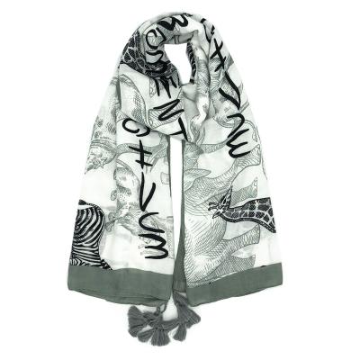 China Wholesale 2021 Wholesale 2021 Oversized Giraffe Tropical Zebra Fashion Scarf Women Stoles Shawls Cotton Animal Printed Canvas Scarf for sale