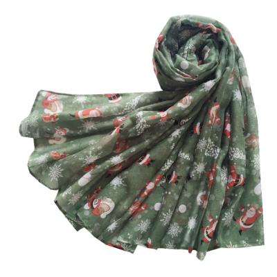 China For Christmas 2021 New Style Christmas Scarf Viscose Printed Santa Snowman Scarf For Women for sale