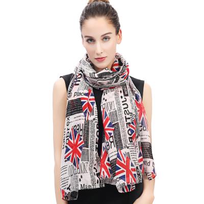 China For Christmas Hot Sale Vintage British Flag Printed Scarf Union Jack Print Fashion Scarf Women National Flag Classic Print Viscous Scarf for sale