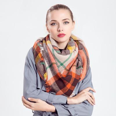 China Keep Warm Women Fall Winter Scarf Classic Plaid Printing Soft Chunky Large Blanket Cashmere Wrap Shawl Scarves for sale