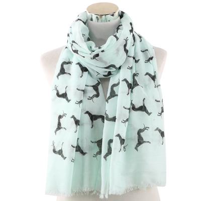 China Decorate Women's Wholesale Cute Animal Cotton Scarf Pattern Printing Dog Scarf Canvas Shawl Along for sale