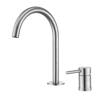 China Sense Faucets Household Bathroom Basin Faucet 304 Stainless Steel Faucets Mixers Taps Deck Mounted Mixer Mount Basin Faucet for sale