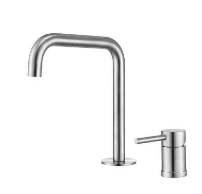 China New Product Sense Faucets Hot And Cold Water Tap Bathroom Sink Faucet Mixer 2 Holes 7 Word Tube Bathroom Faucet Faucet for sale