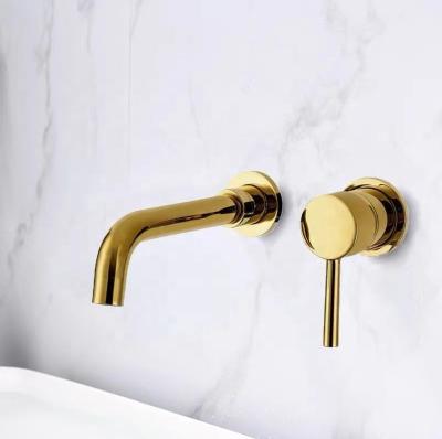 China High Quality Hot Cold Sense Faucets Mixer Tap Wall Mounted Brushed Gold Basin Faucet for sale