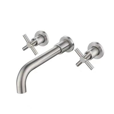 China Modern Design Wash Face Handle Water Faucet Mixer Tap Stainless Steel Bathroom Basin Faucets Two Way Faucets for sale