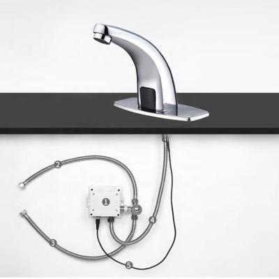 China Sense Faucets Bathroom Automatic Hands Touch Sensor Free Faucets Hose Saving Inductive Electric Water Faucet for sale