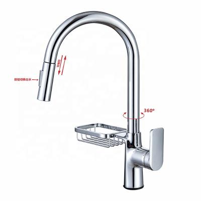 China Sense Faucets Brass Material Pull Down Kitchen Sink Mixer Tap Faucet 360 Degree Adjustable Head Extension Sink Faucet for sale