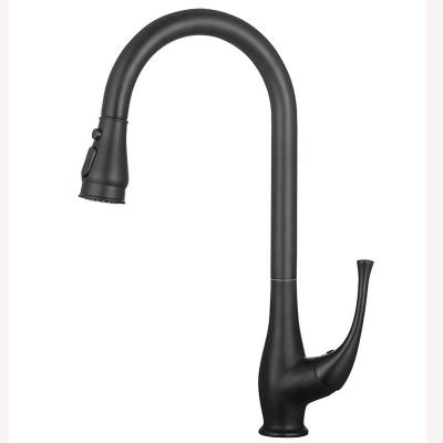 China Sense Faucets Black Faucet Kitchen Deck Mounted Single Lever Brass Pull Out Spray Kitchen Faucet Mixer With Spout Swivels 360 Degrees for sale