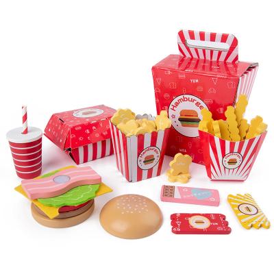 China Wooden Wooden Pretend Play Food Toy Set Fast Food Hamburger Children Toddlers for sale