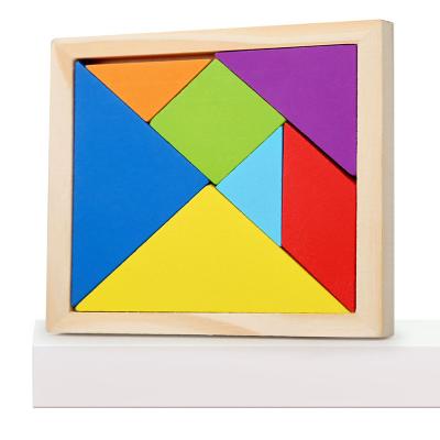 China Tangram Math Jigsaw Educational Preschool Jigsaw Imagination Game Wooden Toys High Quality Educational Toys For Children for sale