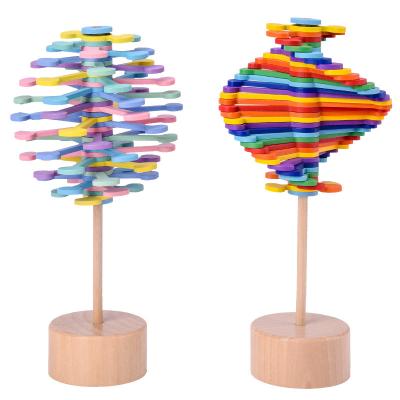 China Wooden Wooden Spiral Lollipop Toy Rotating Magic Wand Decompression Stir Toy Adult Children Anti-stress Gift for sale