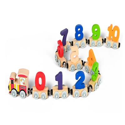 China Wooden Magnetic Number Train Set Wooden Toy Learning Car with Number Color Train for Kids Toddler 2-5 Montessori Toys for sale