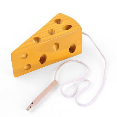 China Wooden Wooden Thread Toys Montessori Materials Kids Cheese Fruit Lacing Game Early Educational Toy for Kids Baby Gift for sale