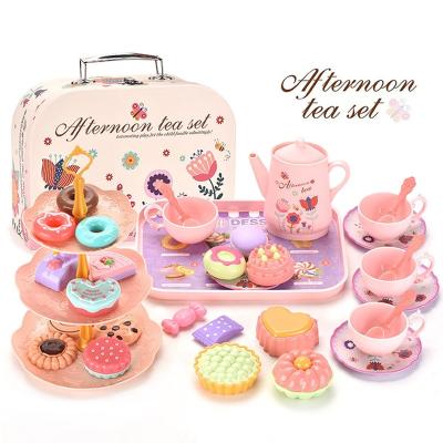 China DIY Plastic Girls Toys Pretend Play Toy Simulation Tea Food Cake Set Play House Kitchen Afternoon Tea Set Toys Gifts for Children Kids for sale