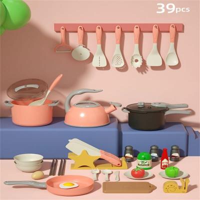 China Plastic Toy Kitchen for Kids Cookware Set Pretend Play Cutting Pot Miniature Food Set Pan Educational Unisex Novel Gift for sale