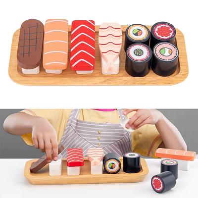 China Kids Wooden Kitchen Pretend Play Role Play Sushi Toys Wooden Food Set Pretend Play Food Set Props For Kids Toys for sale