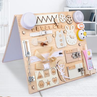 China Baby Montessori Accessories Diy Board Early Education Wooden Busy Teaching Aids Material Learning Skill Toy Part Wooden Board Games for sale