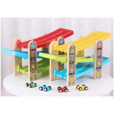 China Wooden Wooden Slide Car Toy Block Play On The Orbit Inertia Roller Coaster Birthday Gift For Kids Novelty Game Toys for sale