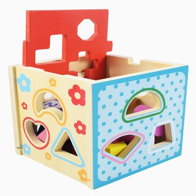 China Box Wooden Kindergarten Intelligence Kids Early Education Puzzle Geometry Matching Building Blocks Cognitive Kids Wooden Toys for sale