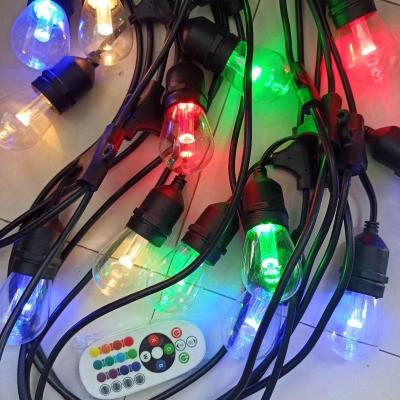 China S14 Edison Vintage Led Remote Controller Indoor Outdoor 48ft With RGB Controller Bulb Decorative IP65 Holiday Party Remote String Lights for sale