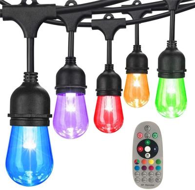 China PVC+Copper Wire+LED 15M S14 RGB LED String Lights E27 Waterproof Remote Heavy Duty Bulbs Outside Light for Garden Patio Garland Christmas Holiday for sale