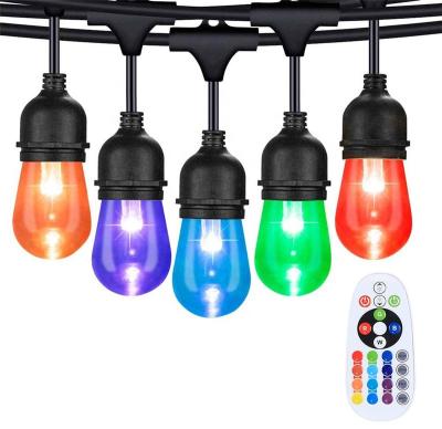 China Remote Controller 48ft With String Remote LightsS14 Edison Vintage Led Indoor Outdoor Holiday Party Bulb Decorative RGB Controller IP65 for sale