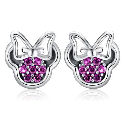 China TRENDY Silver Stud Earrings For Girl Shiny Diamond Earrings Fashion Jewelry for sale