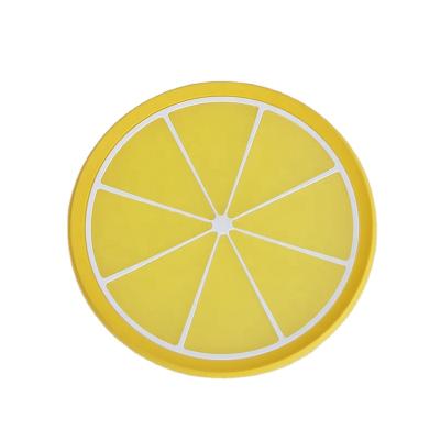 China New Viable Hot Selling Financial Year PVC Silicone Round Non-slip Creative Soft Plastic Mat Place Mat Fruit Coaster for sale