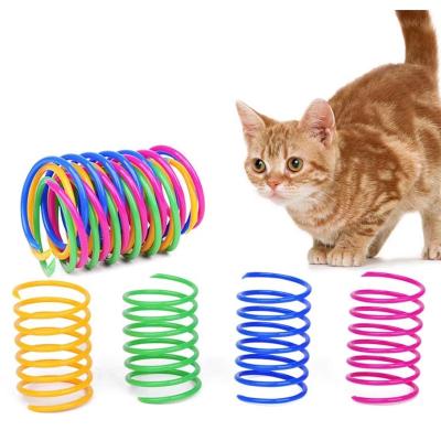 China Sustainable Financial Year Beat Cat Toy Ball Pet Supplies Color Plastic Spring Cat Toy for sale