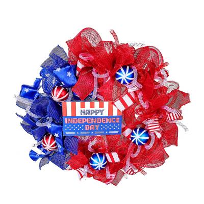 China American Circle Door Garland National Day Decoration Rattan Independence Day Festival Layout Hanging Props for sale