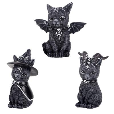 China New Halloween Cat Ornament Resin Craft Outdoor Lawn Desk Decorations Magic Garden Statue for sale