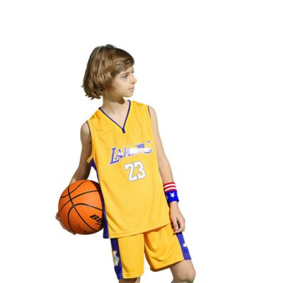 China Breathable Yellow Basketball Uniform Cool Modern Design Basketball Tank Tops For Men for sale