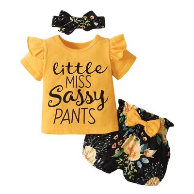 China Breathable Kids Girl Skin Friendly Clothing Set Kids Shorts T-Shirt And Short Set for sale