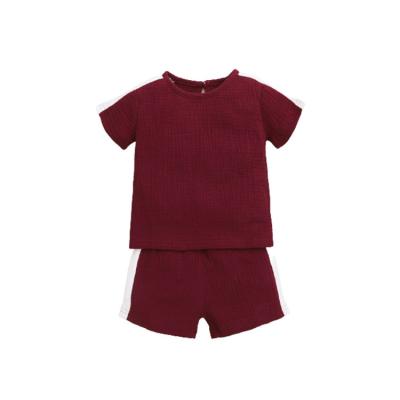 China Smart casual heavyweight t-shirt and plain t-shirt and short set boys shirts shorts set for kids boy for sale