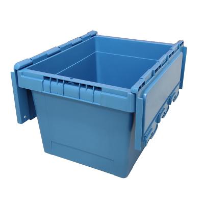 China 400x300x260 mm Stackable Warehouse Stacking Tied Lid Nest Plastic Mobile Crate for sale