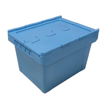 China Stackable Warehouse Use Stacking Tied Plastic Moving Lid 400x300x260 Mm Storage Box for sale