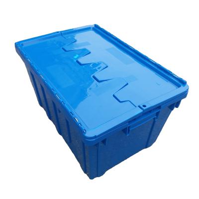 China Stackable Solid Plastic Storage Lid 600x400x315 Mm Warehouse Use Tied Moving Box for sale