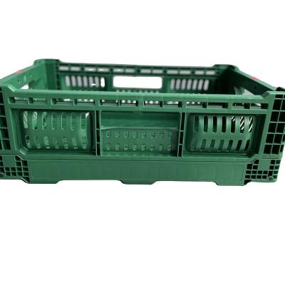 China Foldabe 500x330x170mm Reusable and Collapsible Plastic Mesh Wall Folding Box Crate for Fruit and Vegetable Storage for sale