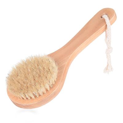 China All Natural Factory OEM Single Sided Short Handle Organic Natural Bristle Brush Bath Back Bamboo Body Shower Dry Brush for sale