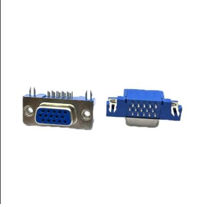 China Ultradunne vrouwelijke VGA DB15-connector Drie rijen HDR15 8-pins D-subconnector met hoge dichtheid Te koop