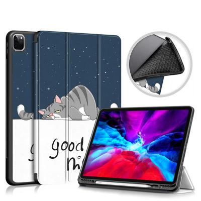 China Lightweight PU leather+TPU Triple Bracket Painted Pattern Cover For Ipad Pro 11 Inch 2021/2020/2018 Tablet Case for sale